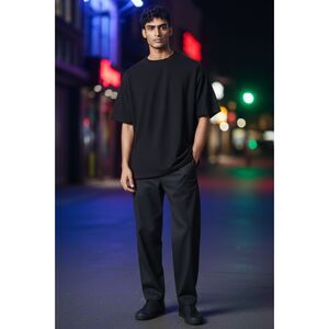 Stock MFG Modern Workwear Black Stretch Tech Trousers Size 36 Slim Dress Pants